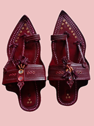 Picture of Dark Pink Quality Kolhapuri Leather Chappal - Elegant and Stylish